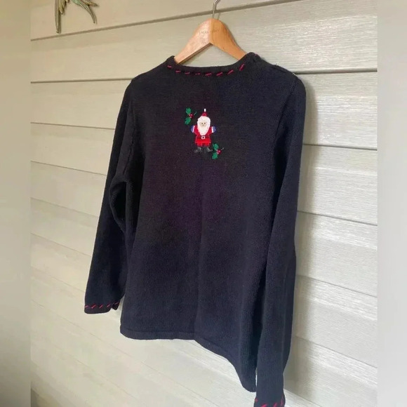 BASIC EDITIONS Christmas pullover sweater Santa toys bright women’s sz M vintage - Picture 9 of 10